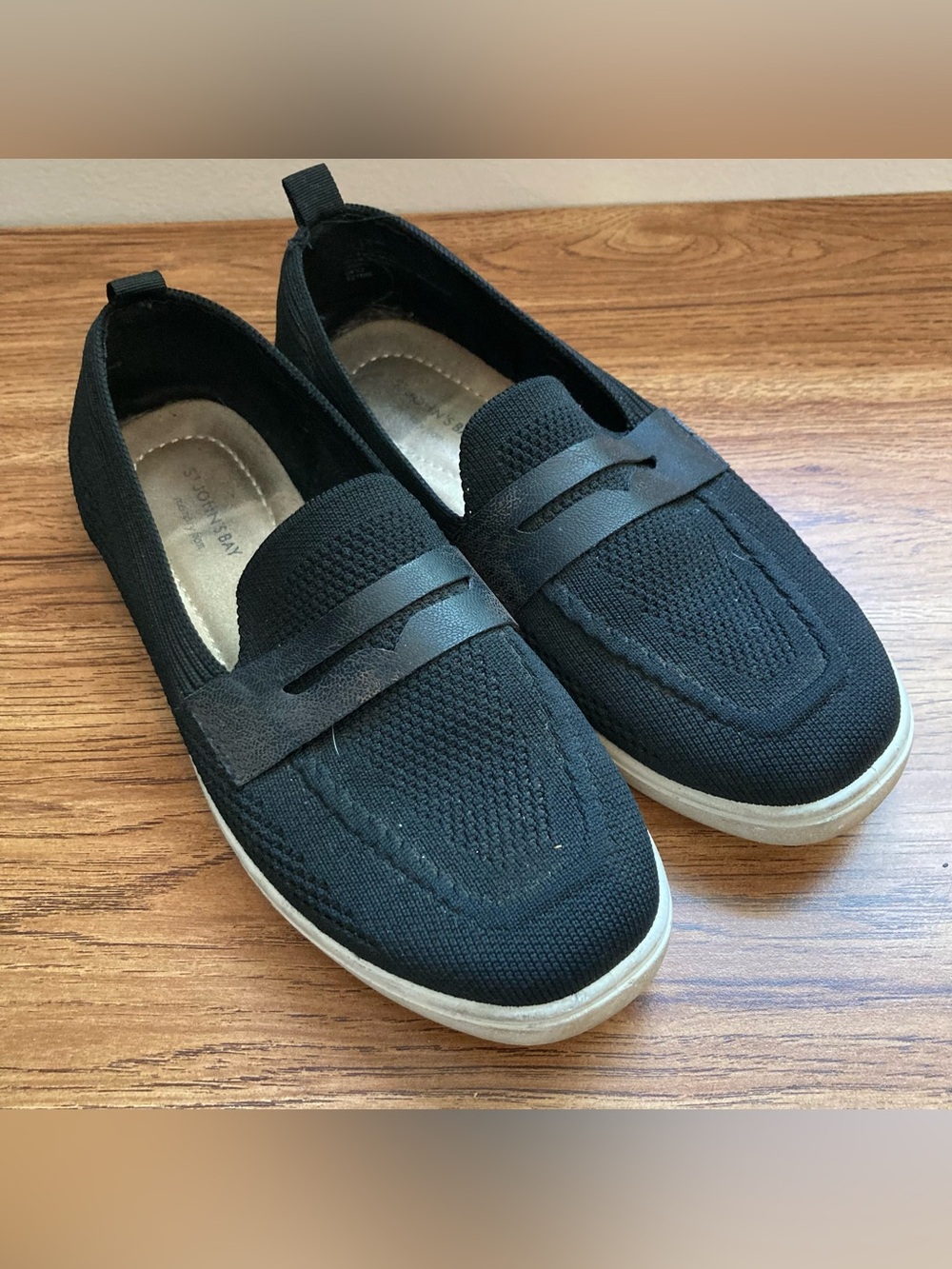 St. John’s Bay Blare Black Textured Slip-ons 8M